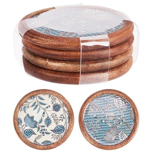 купить Аксессуар для кухни H&S 18386 Blue Decal, suporti pentru vase fierbinți, 4buc, D10cm, mango в Кишинёве 