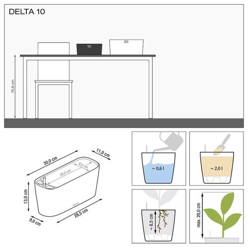 купить Цветочный горшок Lechuza Delta Premium 10, Shiny Taupe в Кишинёве 