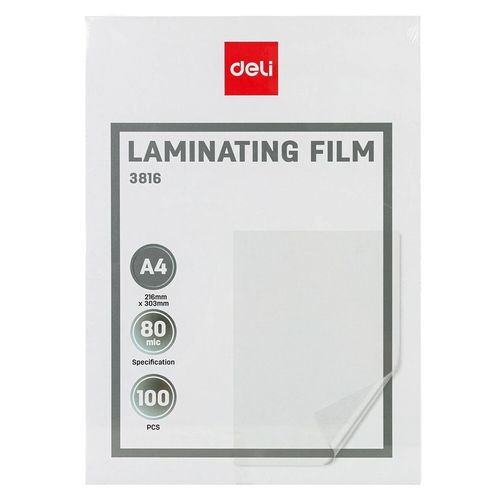 купить Плёнка для ламинирования Deli DLE3816, A4, 80мkм, 100 листов в Кишинёве 