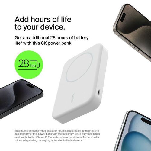 cumpără Acumulator extern USB (Powerbank) Belkin BPD007BTWH 8k Qi2 MagSafe Compatible Powerbank with Kickstand, White în Chișinău 