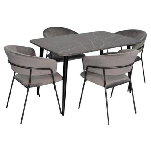 cumpără Set masă și scaune Evelin di Costacurta стол DT-405-6B + 4 стула YTC-097B Dark grey în Chișinău 