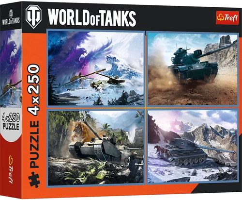 купить Головоломка Trefl 13347 Puzzles 4x250 The great tank battle Wargaming World of Tanks в Кишинёве 