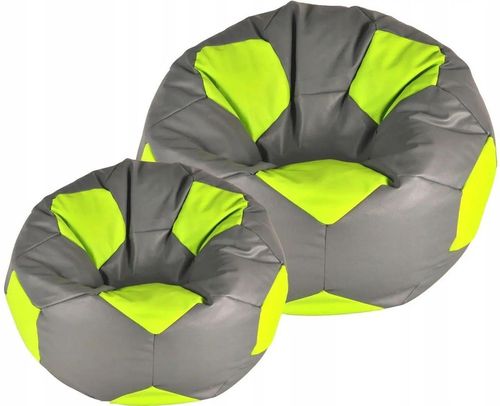 купить Кресло-мешок BeanBag BM6019, Mяч из экокожи Ares, L, серый с зеленым в Кишинёве 