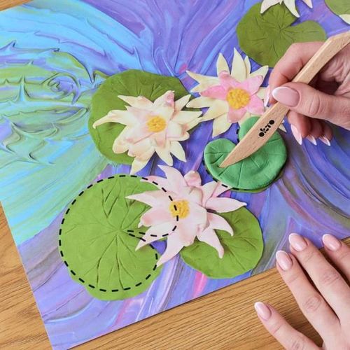 cumpără Set de creație Okto 10003 Tablou 3D cu plastilină ușoară 30x40сm, Nuferi în Chișinău 