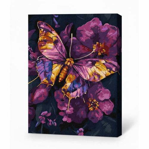 купить Картина по номерам Ideyka KHO6692 30x40cm Eco, Fluture auriu cu vopsele metalic extra в Кишинёве 