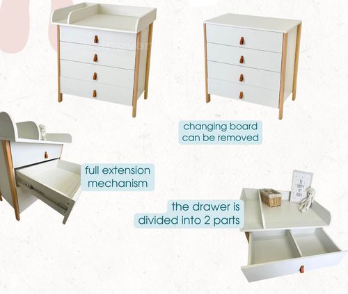 купить Комод-пеленатор Ingvart 90017041-1 Scandi Alb/Alb в Кишинёве 