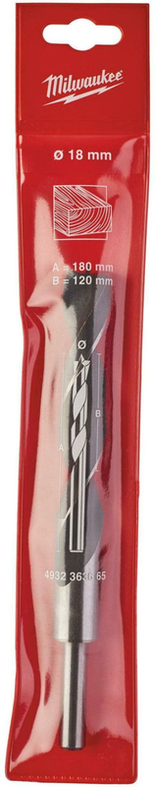 купить Сверло Milwaukee 4932363665 Burghiu pentru lemn cu varf de centrare 18x180 в Кишинёве 