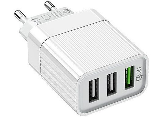 купить Borofone BA40A Speedway three-Port QC3.0 charger (EU) white, 723369 (incarcator universal/универсальное зарядное устройство для планшетов и смартфонов) в Кишинёве 