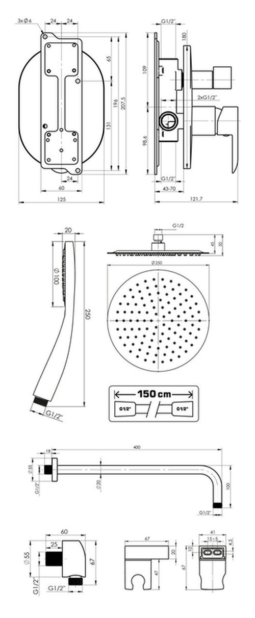 купить Душевая панель Rubineta OLO+ULTRA-2F (N) в Кишинёве 