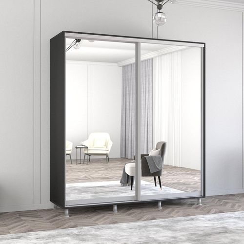 cumpără Dulap Mobildor-Lux Aron cu uși glisante din oglinzi (200x60x210H cm) Anthracite în Chișinău 
