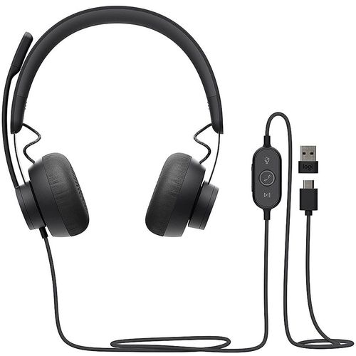 купить Проводные наушники с микрофоном Logitech Headset Zone Wired MSFT Teams, USB-C, USB-A adapter included, Stereo On-Ear, Advanced noise-canceling mic technology 981-000870 в Кишинёве 