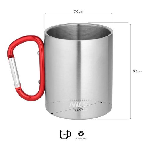 купить Посуда походная Nils NC17110 CAMP 300ml din inox cu carabină, roșie в Кишинёве 