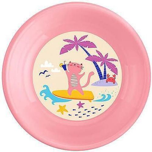 купить Посуда для кормления Бытпласт 47854 Тарелка детская глубокая с рисунком Пластишка18.5cm, розовый в Кишинёве 