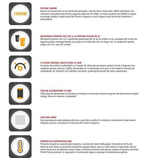 купить Соковыжималка центробежная Heinner XF-1000RD Red в Кишинёве 