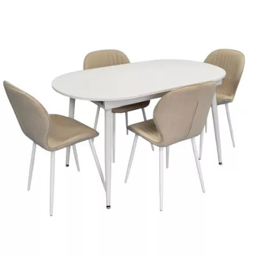 купить Комплект стол и стулья Evelin di Costacurta стол DT-533R Wh + 4 стула YTC-064Wh Bjorn-24 (Light beige) в Кишинёве 