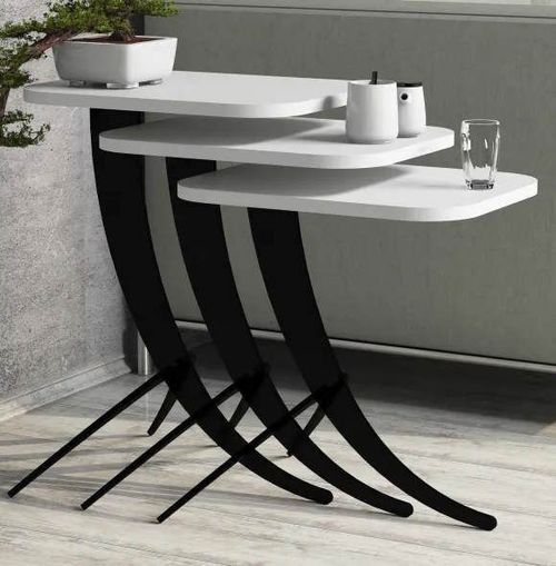 cumpără Măsuţă cafea Trendy Pion, Alb, masa de cuibarit (3 bucati) în Chișinău 