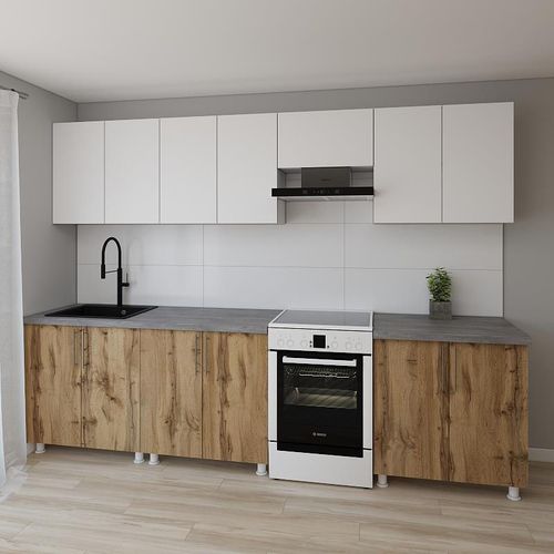 cumpără Mobilă pentru bucatarie Smartex (30040) K1 300cm Alb+Stejar inchis în Chișinău 