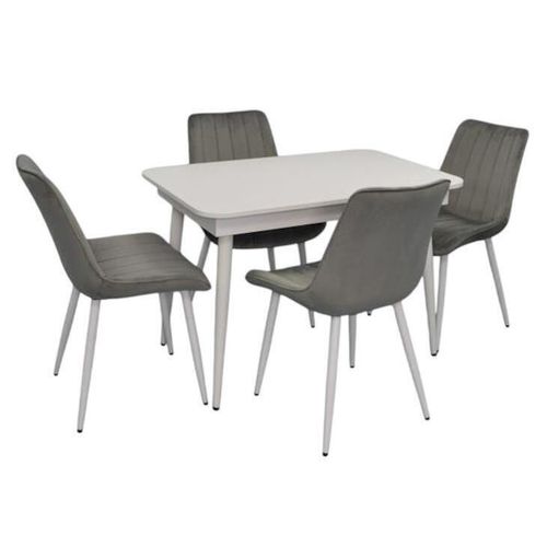 cumpără Set masă și scaune Evelin di Costacurta стол DT-431-1R Wh + 4 стула YTC-055Wh, BLU-13 Light grey în Chișinău 
