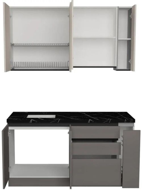 купить Мебель для кухни ArtFlame GOLA Cream/Stone Grey (1.6 m.l.) в Кишинёве 