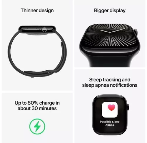 cumpără Ceas inteligent Apple Watch Series 10 GPS 46mm Jet Black Aluminium Case with Black Sport Band - M/L MWWQ3 în Chișinău 