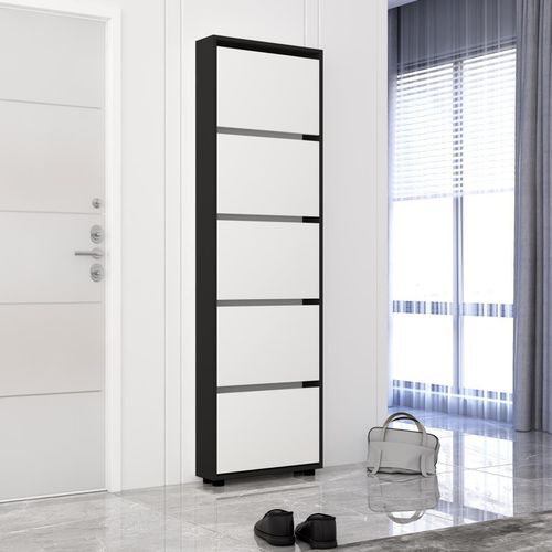 купить Полка для обуви Mobildor-Lux Leo Slim 50x16x203H cm Anthracite/White в Кишинёве 