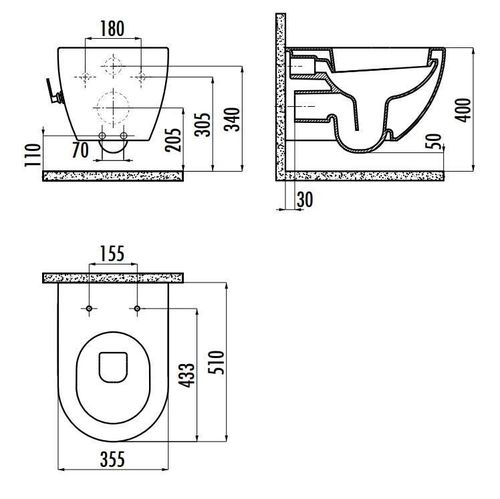 купить Унитаз Creavit Free FE322-34CB00E/ KC0903.02.000 (+bide) в Кишинёве 