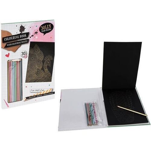 купить Набор для творчества Promstore 08571 Книга-раскраска 30 черные листы + 8 карандашей в Кишинёве 