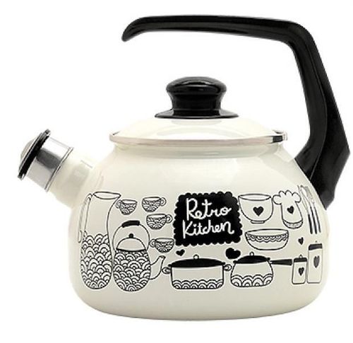 купить Чайник Metalac 57031 Ceainic emailat Retro D20cm, 2.5L, maner bachelit, cu fluier в Кишинёве 