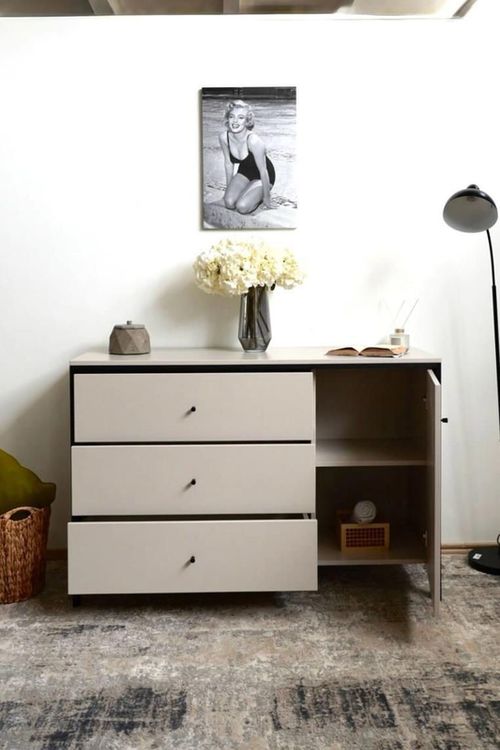 купить Комод Fabrik Home Clay 3 ящика + 1 дверь (c подсветкой) Кашемир в Кишинёве 