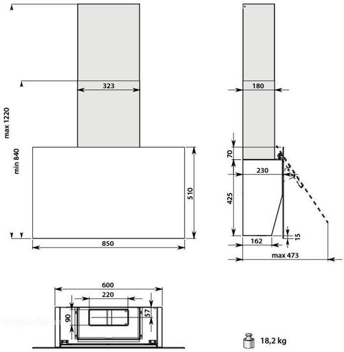 купить Вытяжка Falmec COVER 85 SAND Glass (w/o filter pack) в Кишинёве 