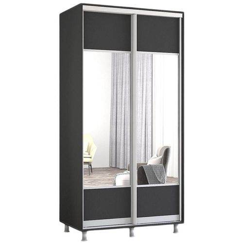 cumpără Dulap Mobildor-Lux Aron-P uși glisante din PAL cu oglindă orizontal (120x60x220H cm) Anthracite în Chișinău 