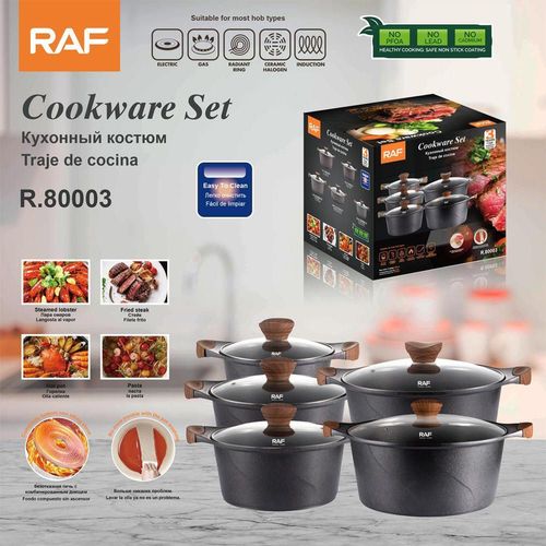 cumpără Set veselă Raf R.80003, Set Pans With Lids 5pcs Set, Black în Chișinău 