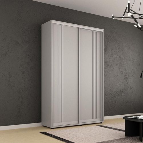 купить Шкаф Mobildor-Lux Compact uși glisante PAL cu ornament linii (160x45x210H cm) Grey в Кишинёве 