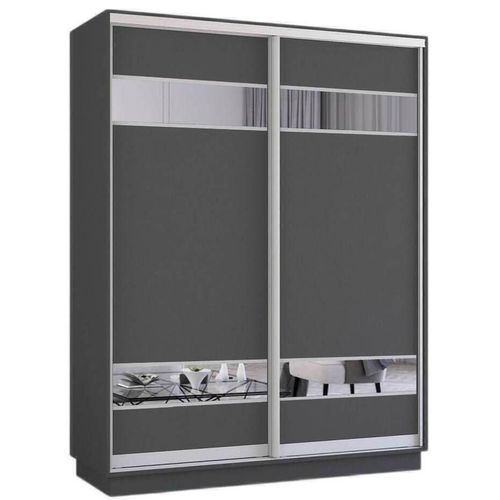 cumpără Dulap Mobildor-Lux Fox uși glisante din PAL cu elemente din oglindă (210x60x230H cm) Anthracite în Chișinău 