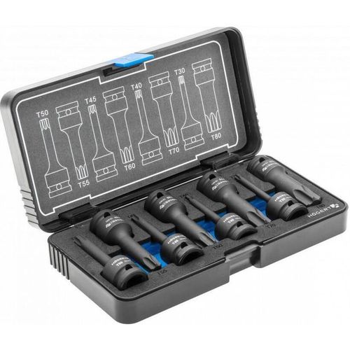 купить Набор головок, бит, насадок Hoegert HT6R002 насадки ударные TORX, T30-T80, 1/2", 8 предм. CrMo в Кишинёве 