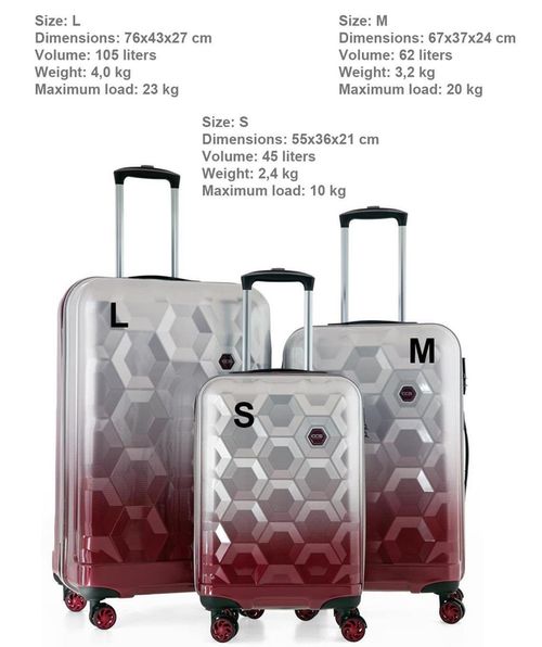 купить Чемодан CCS 5226 Set Grey/Burgundy в Кишинёве 