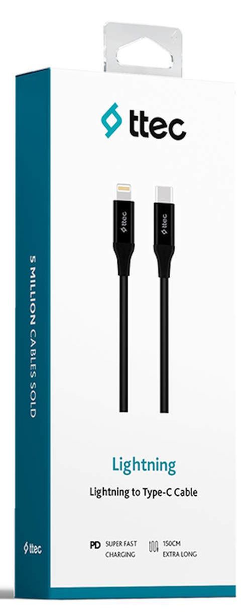 купить Кабель для моб. устройства ttec 2DK40S Cable Type-C to Lightning PD 20W (1.5m), Black в Кишинёве 