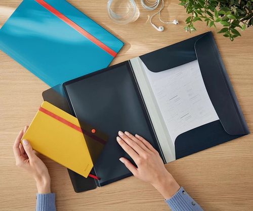 купить Папка для документов Leitz 46190089 Mapa din plastic cu elastic Cosy A4, gri в Кишинёве 