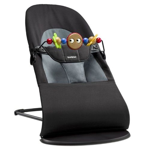 Balansoar BabyBjorn Balance Soft Black/ Grey cu bara de jucarii 