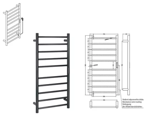 купить Полотенцесушитель Bemeta Radiator baie electric 450x960 Black 130W 704151040 в Кишинёве 