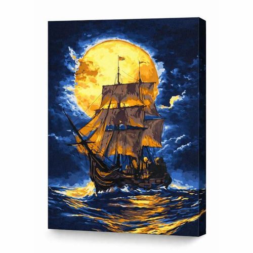 cumpără Tablou pe numere Ideyka KHO6375 40x50cm Eco, Acolo unde cerul intalneste marea cu vopsele metalic extra în Chișinău 