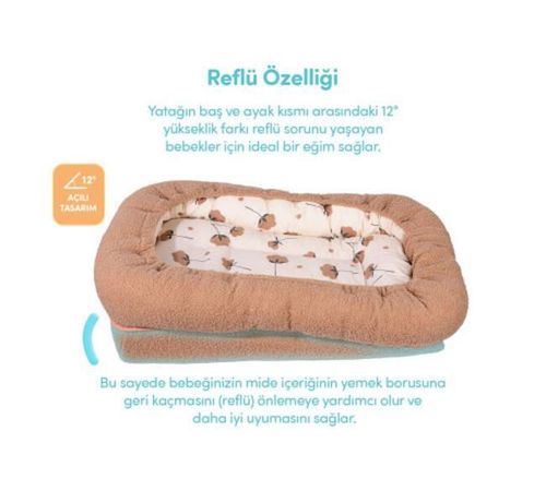купить Гнездо для новорожденных Sevi Bebe 216-14 Teddy Brown, антирефлюкс в Кишинёве 