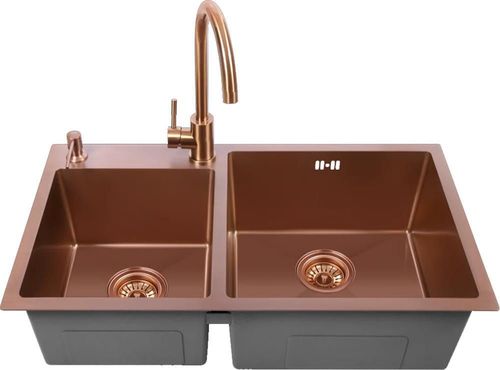 cumpără Chiuvetă bucătărie Fabiano 78x43 /18 Bronze+baterie+dozator L/R în Chișinău 