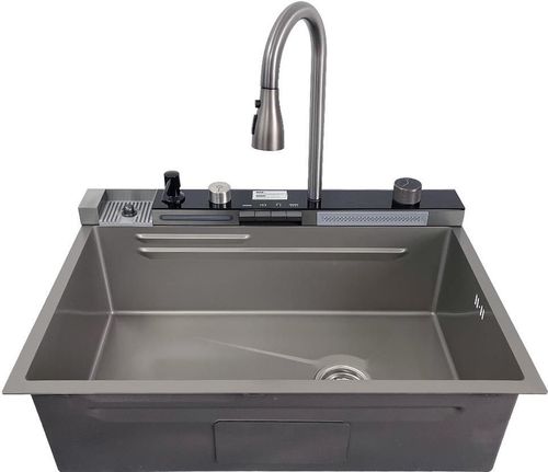 купить Мойка кухонная со смесителем SanDonna HD7550 Хромированный смеситель-водопад с регулируемой лейкой в Кишинёве 