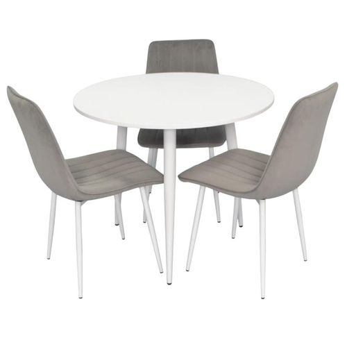 купить Комплект стол и стулья Evelin di Costacurta стол DT-404-5WH + 3 стула XR-154Wh Light Grey52 (velur) в Кишинёве 