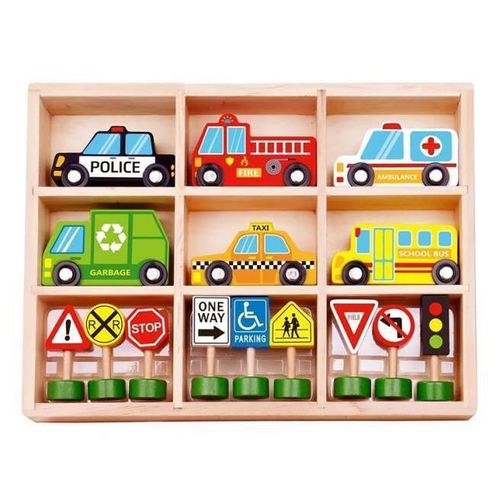 купить Машина Tooky Toy TKF050 Setul de lemn de joacă City, 57332 в Кишинёве 