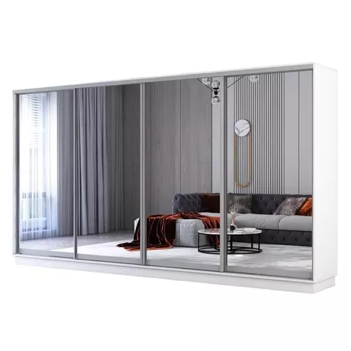 cumpără Dulap Mobildor-Lux Fox uși glisante din oglinzi (370x60x210H cm) Alb în Chișinău 