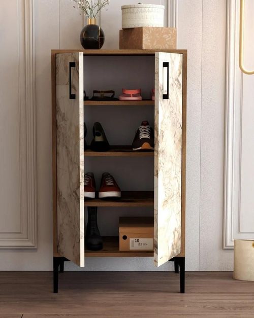 cumpără Raft pentru încălțăminte Trendy Prag, Nuc, Marmura Alba 60x111x35cm în Chișinău 