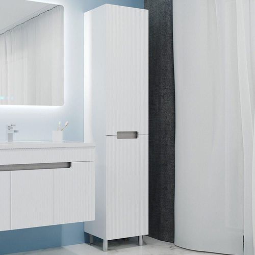 купить Шкаф-пенал Bayro Positano с корзиной 420x1900 правый, белый мат в Кишинёве 