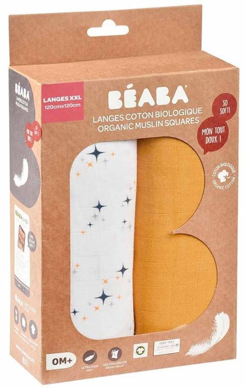 купить Аксессуар для пеленания Beaba B920393 Set 2 Museline bumbac 120x120 cm в Кишинёве 